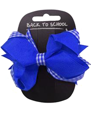 Gingham Bow Hair Clip - Royal Blue
